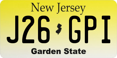 NJ license plate J26GPI