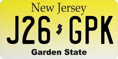 NJ license plate J26GPK