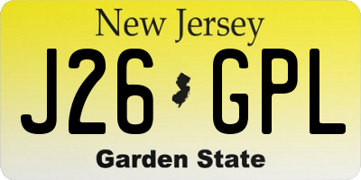 NJ license plate J26GPL