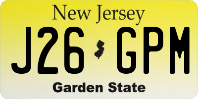 NJ license plate J26GPM