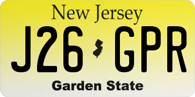 NJ license plate J26GPR