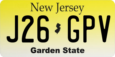 NJ license plate J26GPV