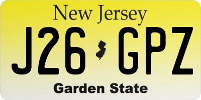 NJ license plate J26GPZ
