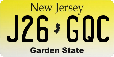 NJ license plate J26GQC