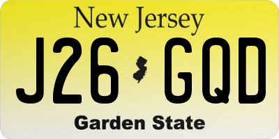 NJ license plate J26GQD