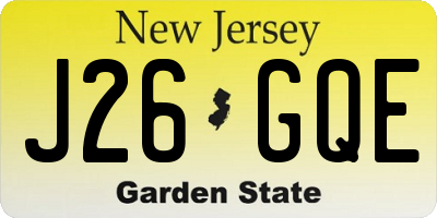 NJ license plate J26GQE