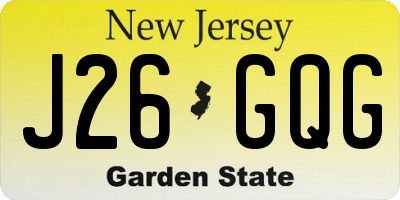 NJ license plate J26GQG