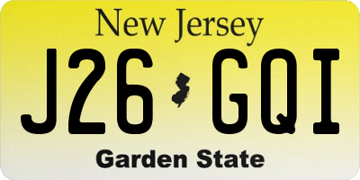 NJ license plate J26GQI