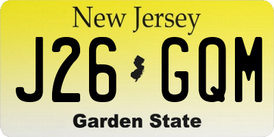 NJ license plate J26GQM