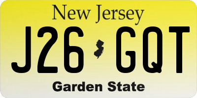 NJ license plate J26GQT