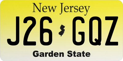 NJ license plate J26GQZ