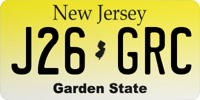 NJ license plate J26GRC