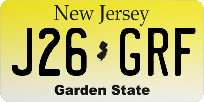 NJ license plate J26GRF