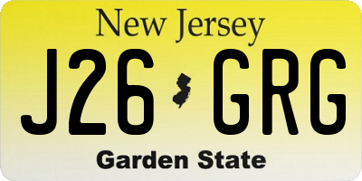 NJ license plate J26GRG