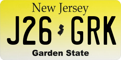 NJ license plate J26GRK