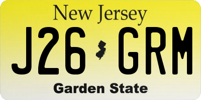 NJ license plate J26GRM