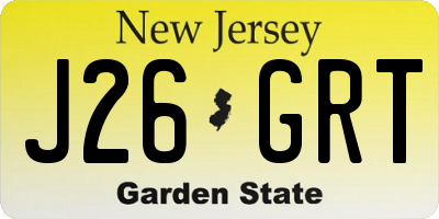 NJ license plate J26GRT