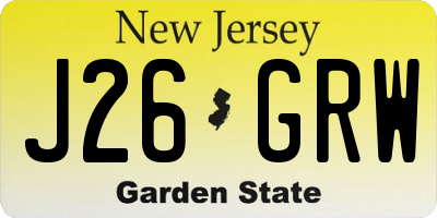 NJ license plate J26GRW