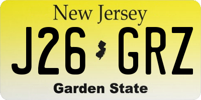 NJ license plate J26GRZ