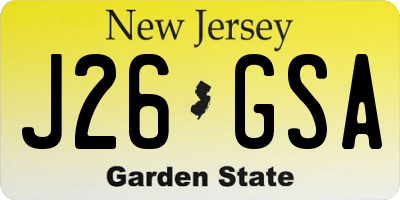 NJ license plate J26GSA