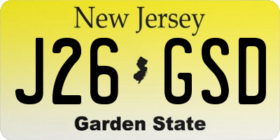 NJ license plate J26GSD