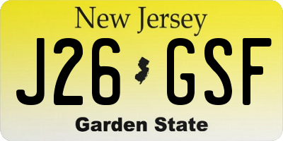NJ license plate J26GSF