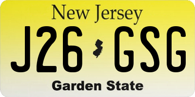 NJ license plate J26GSG