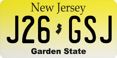 NJ license plate J26GSJ