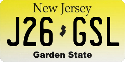 NJ license plate J26GSL