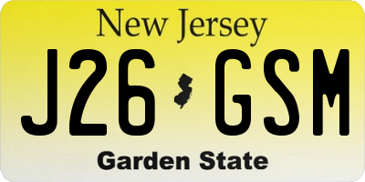 NJ license plate J26GSM
