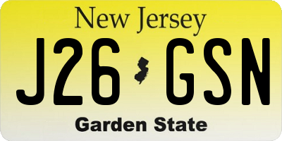 NJ license plate J26GSN