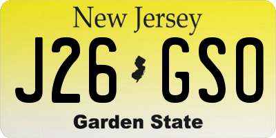 NJ license plate J26GSO