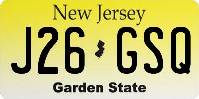 NJ license plate J26GSQ