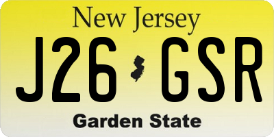 NJ license plate J26GSR