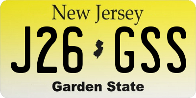 NJ license plate J26GSS
