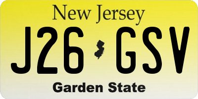 NJ license plate J26GSV