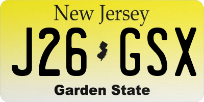 NJ license plate J26GSX