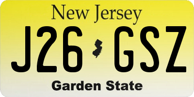 NJ license plate J26GSZ