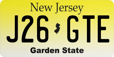 NJ license plate J26GTE