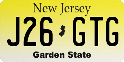 NJ license plate J26GTG
