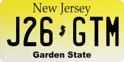NJ license plate J26GTM