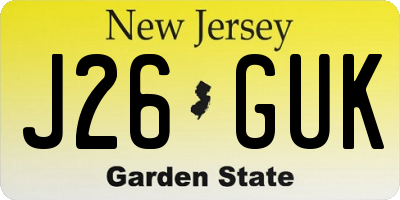 NJ license plate J26GUK