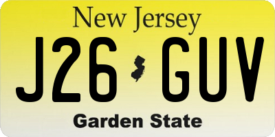 NJ license plate J26GUV
