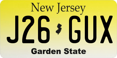 NJ license plate J26GUX