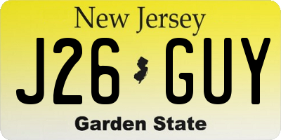 NJ license plate J26GUY