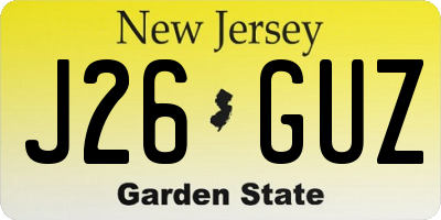 NJ license plate J26GUZ