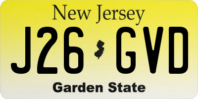 NJ license plate J26GVD