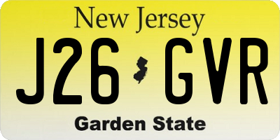 NJ license plate J26GVR