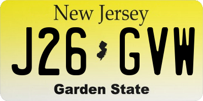 NJ license plate J26GVW