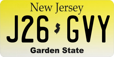 NJ license plate J26GVY